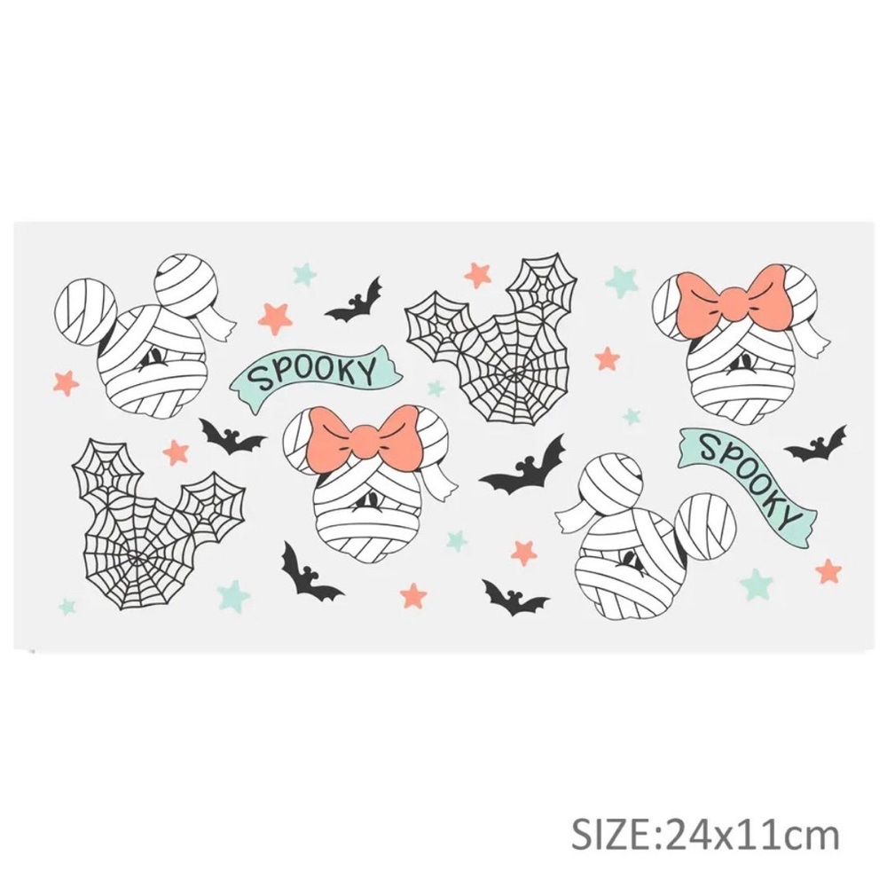 Spooky Halloween Pastel Minnie Mouse Cup Mug Sticker Wrap DYI